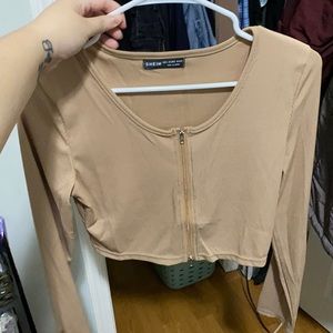 Nude long sleeve crop top